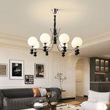 8-Light Modern Black Chrome Glass Globe Chandelier Image - 4