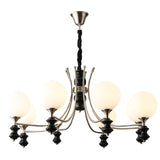 8-Light Modern Black Chrome Glass Globe Chandelier Image - 5