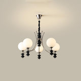 8-Light Modern Black Chrome Glass Globe Chandelier Image - 7