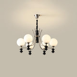 8-Light Modern Black Chrome Glass Globe Chandelier Image - 8