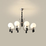 8-Light Modern Black Chrome Glass Globe Chandelier Image - 9