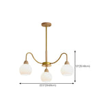 8-Light Modern Brass Wood Milk Glass Ball Chandelier #size