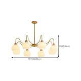 8-Light Modern Brass Wood Milk Glass Ball Chandelier Image - 18