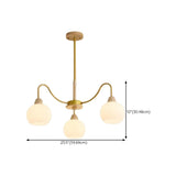 8-Light Modern Brass Wood Milk Glass Ball Chandelier Image - 19