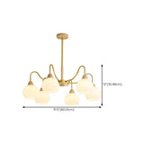 8-Light Modern Brass Wood Milk Glass Ball Chandelier Image - 20