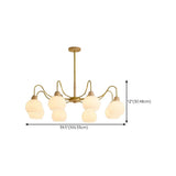 8-Light Modern Brass Wood Milk Glass Ball Chandelier Image - 21