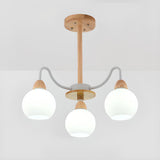 8-Light Modern Wooden Milk Glass Ball Chandelier  Image - 10