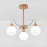 8-Light Modern Wooden Milk Glass Ball Chandelier  Image - 10