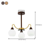 8-Light Modern Wooden Milk Glass Ball Chandelier  #size