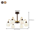 8-Light Modern Wooden Milk Glass Ball Chandelier  Image - 17