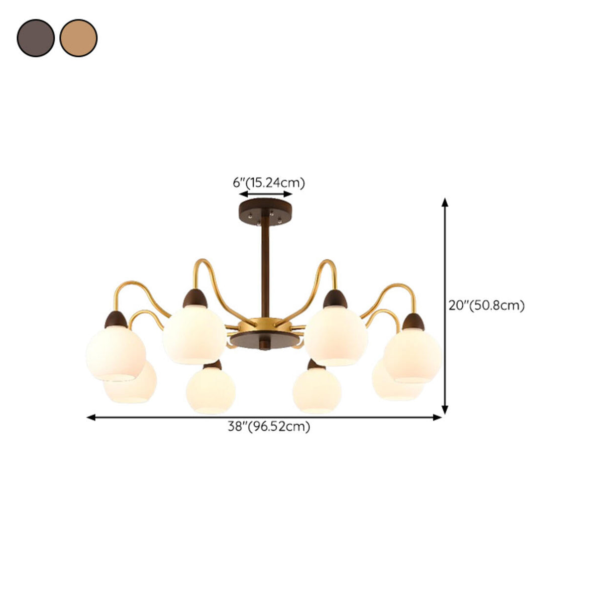 8-Light Modern Wooden Milk Glass Ball Chandelier  Image - 18