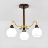 8-Light Modern Wooden Milk Glass Ball Chandelier  Image - 7