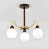 8-Light Modern Wooden Milk Glass Ball Chandelier  Image - 7