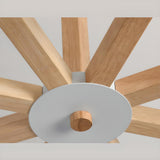 8-Light Modern Wooden White Metal Drum Chandelier Image - 7