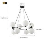 8 Lights Modern Ring White Spherical Glass Chandelier #size