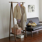 A-Frame Wood Brown Large Storage Coat Rack with Wheels Image - 3