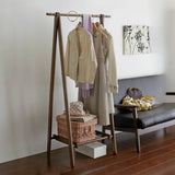 A-Frame Wood Brown Large Storage Coat Rack with Wheels Image - 7