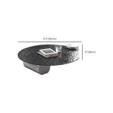 Abstract Black Round Glass Stone Base Coffee Table #size