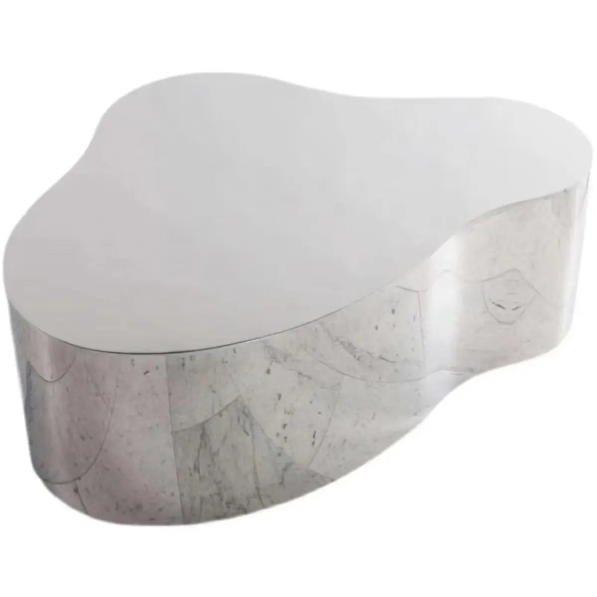 Abstract Mirror Free Form Silver Metal Coffee Table Image - 5