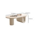 Abstract White Oval Wood Storage Standard Coffee Table #size