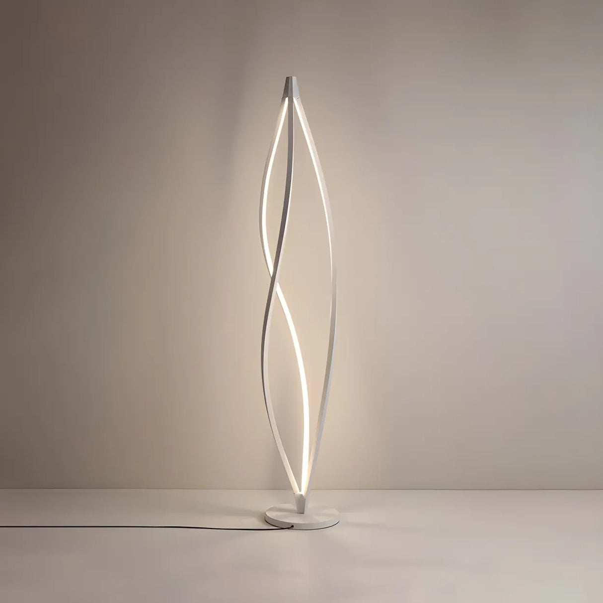 Acrylic Shade Modern Sculptural Cyclone LED Floor Lamp Image - 6