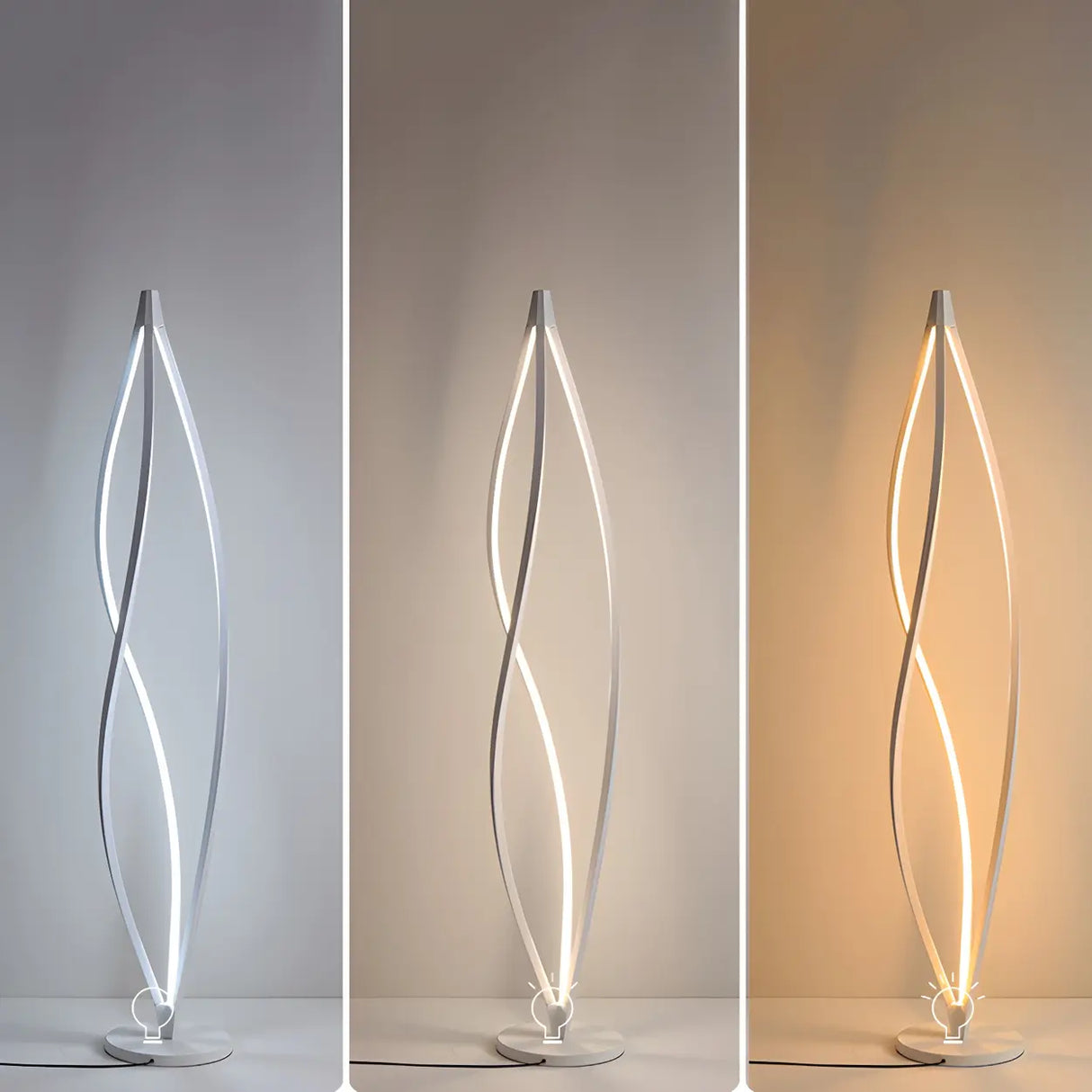 Acrylic Shade Modern Sculptural Cyclone LED Floor Lamp Image - 9