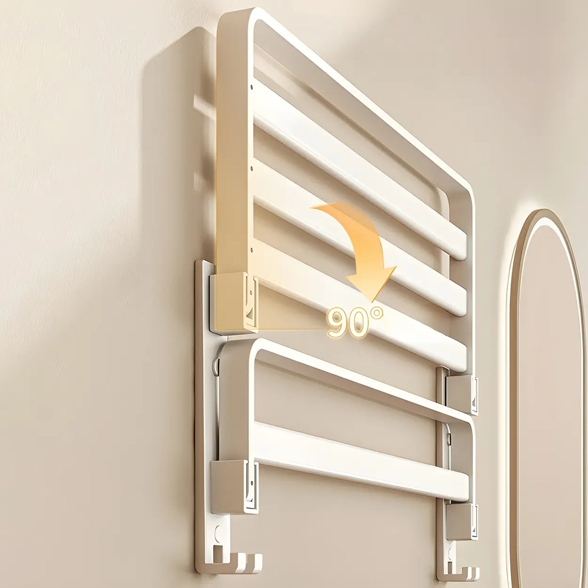 Adhesive Mount Bathroom Storage Rack Set with Hooks Image - 13