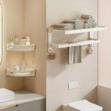 Adhesive Mount Bathroom Storage Rack Set with Hooks Image - 23