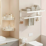 Adhesive Mount Bathroom Storage Rack Set with Hooks Image - 25