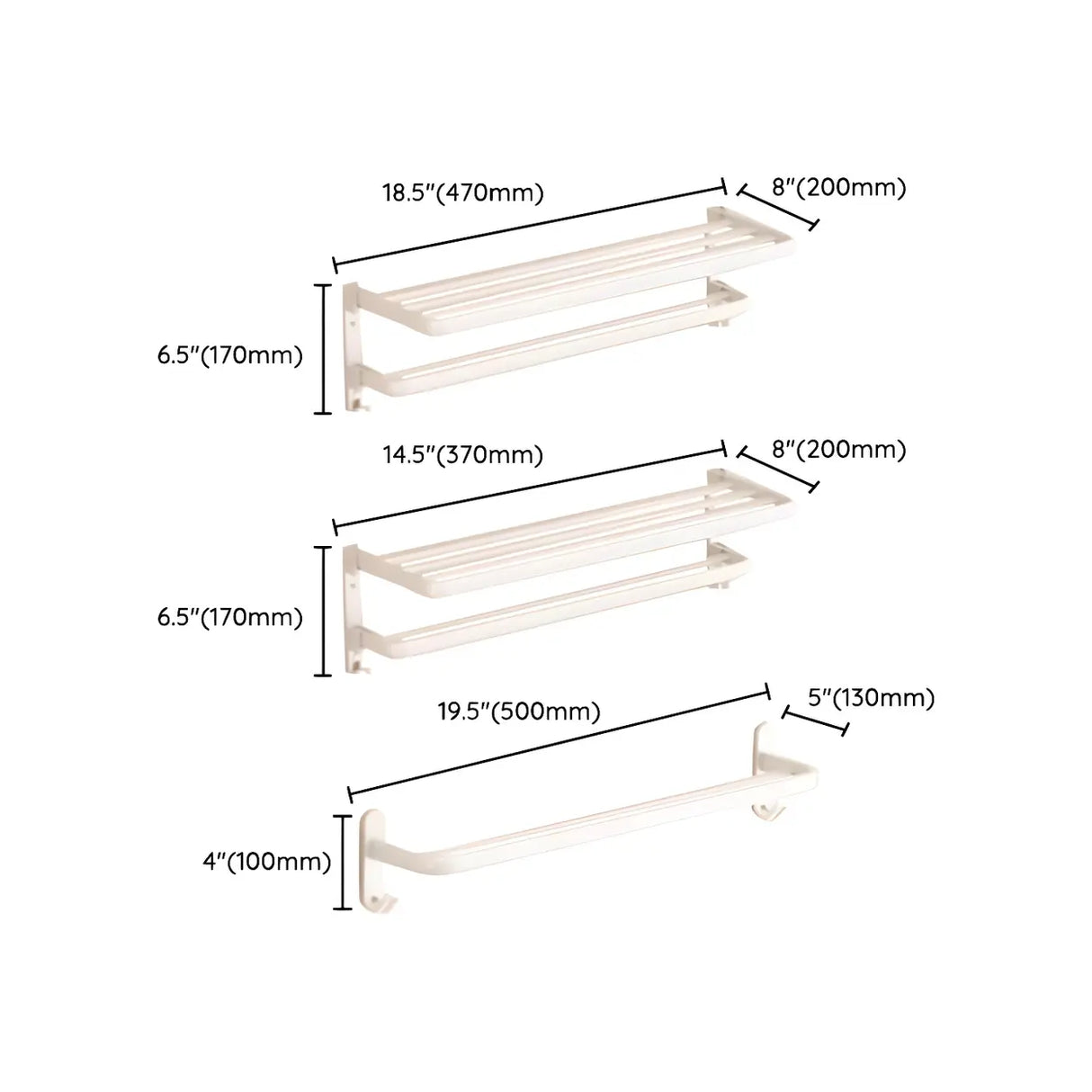 Adhesive Mount Bathroom Storage Rack Set with Hooks 