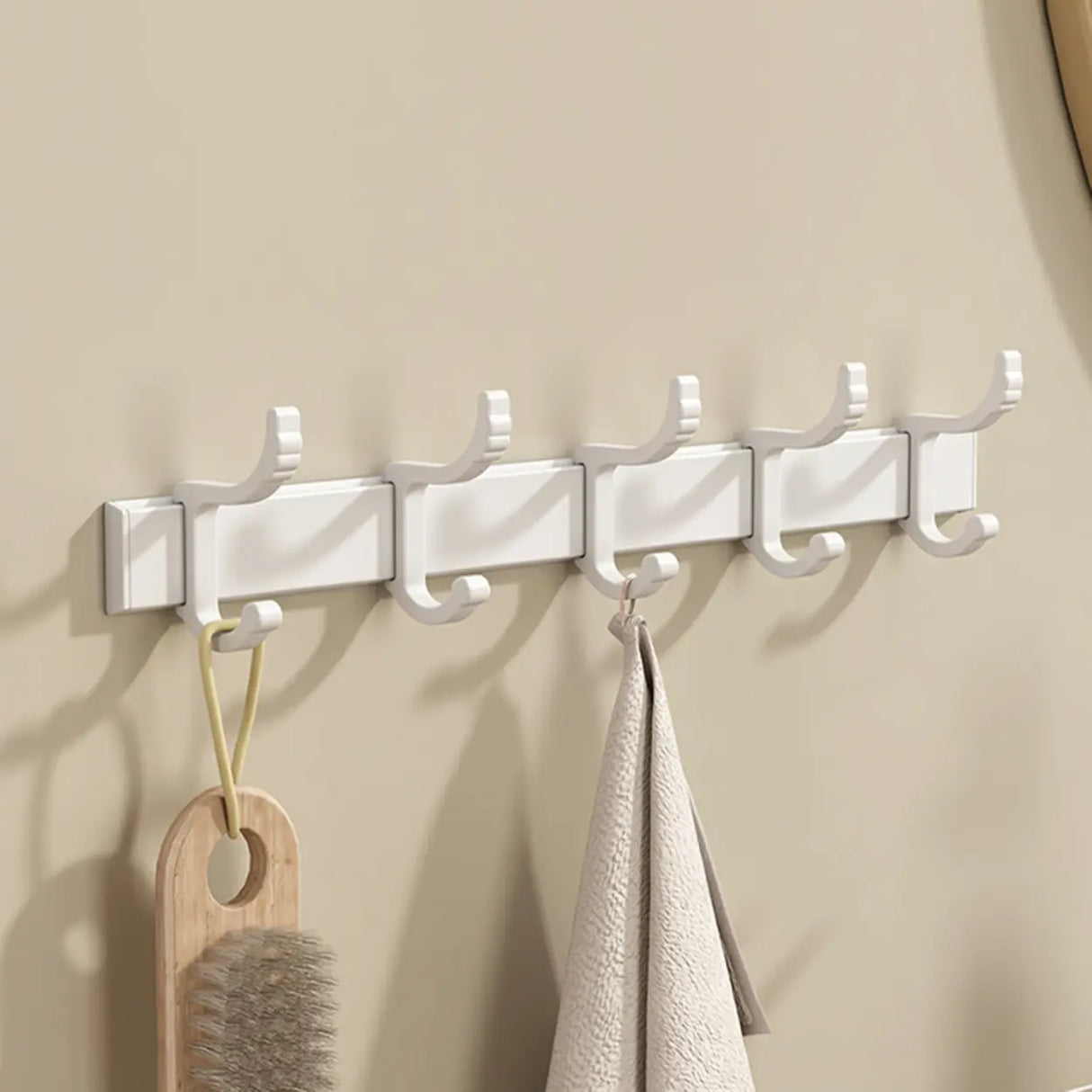 Adhesive Mount Bathroom Storage Rack Set with Hooks Image - 3