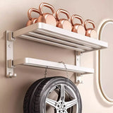 Adhesive Mount Bathroom Storage Rack Set with Hooks Image - 6