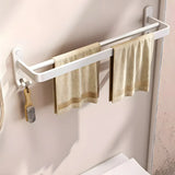 Adhesive Mount Bathroom Storage Rack Set with Hooks Image - 8