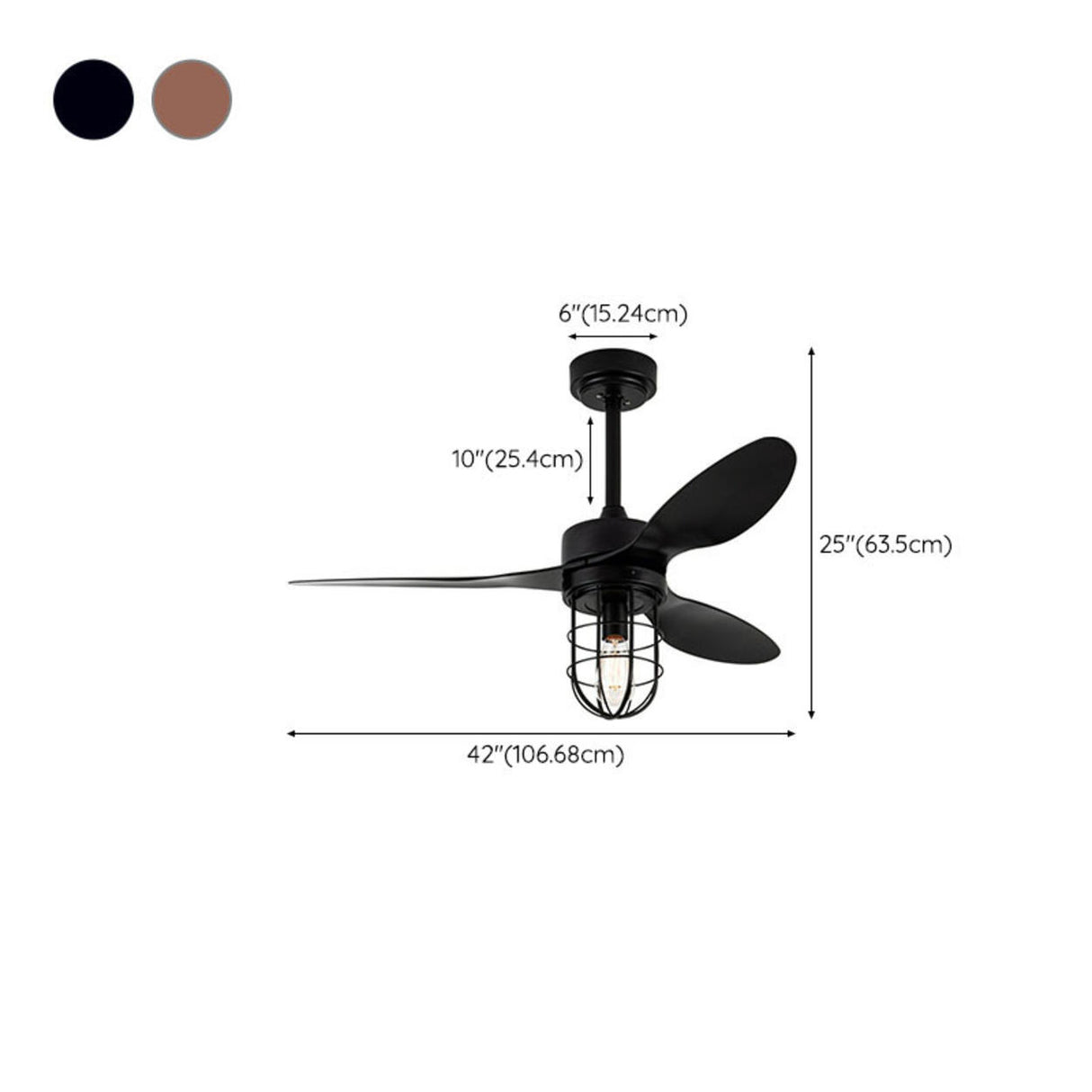 Adjustable 3 Blades Industrial Cage Ceiling Fan Light 