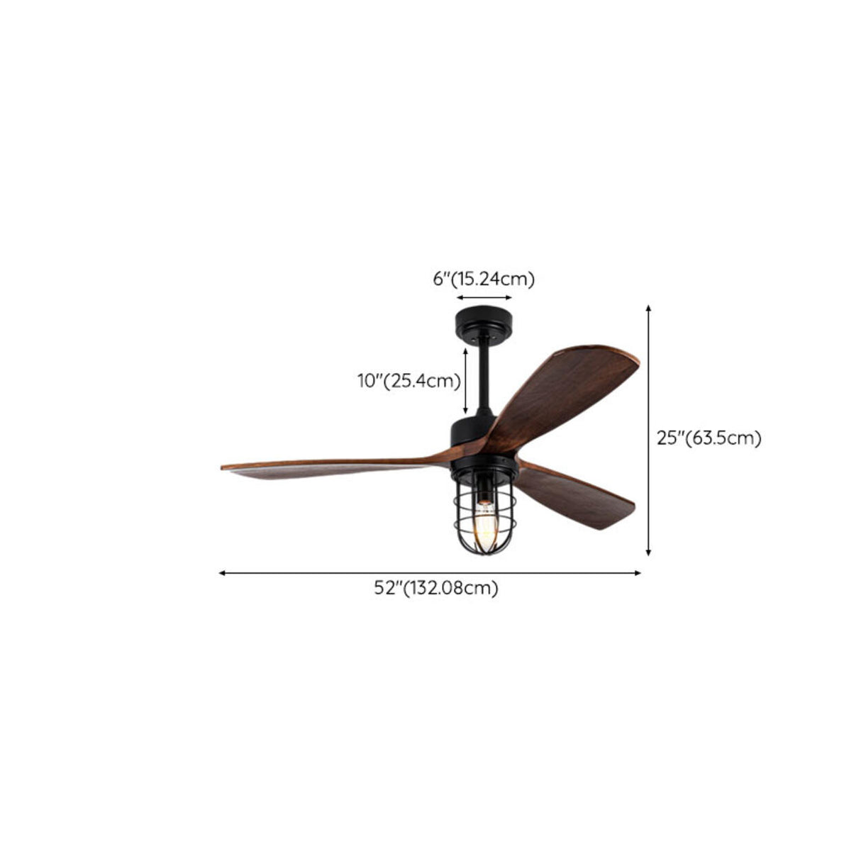 Adjustable 3 Blades Industrial Cage Ceiling Fan Light Image - 15