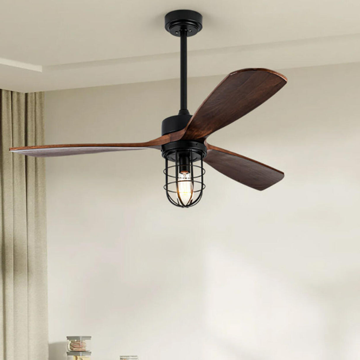 Adjustable 3 Blades Industrial Cage Ceiling Fan Light Image - 2