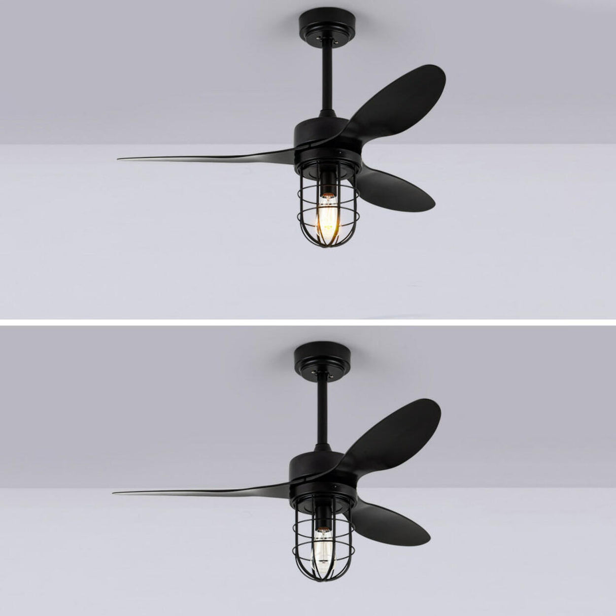 Adjustable 3 Blades Industrial Cage Ceiling Fan Light Image - 9