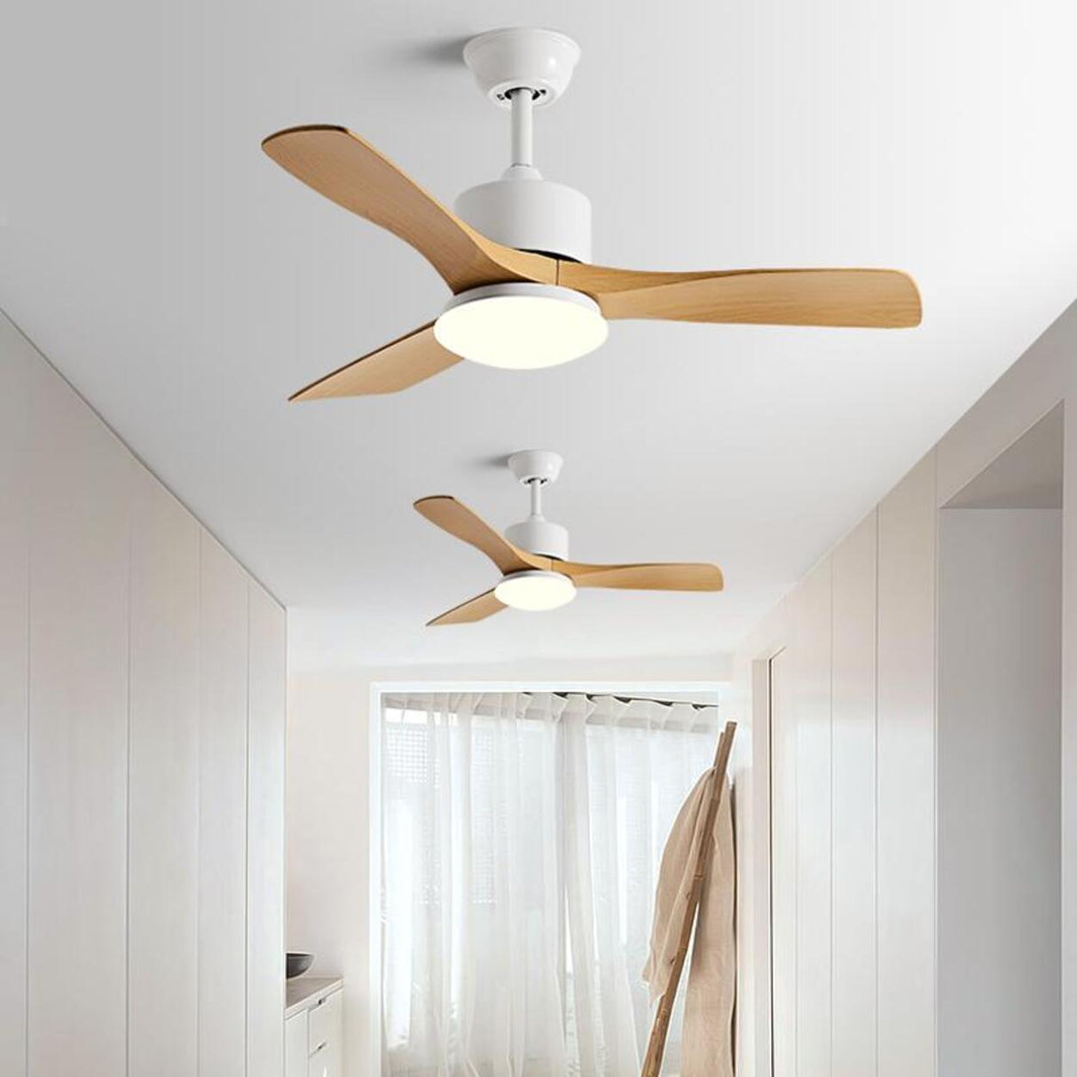 Adjustable 3 Wood Blades Ceiling Fan with LED Light Image - 1