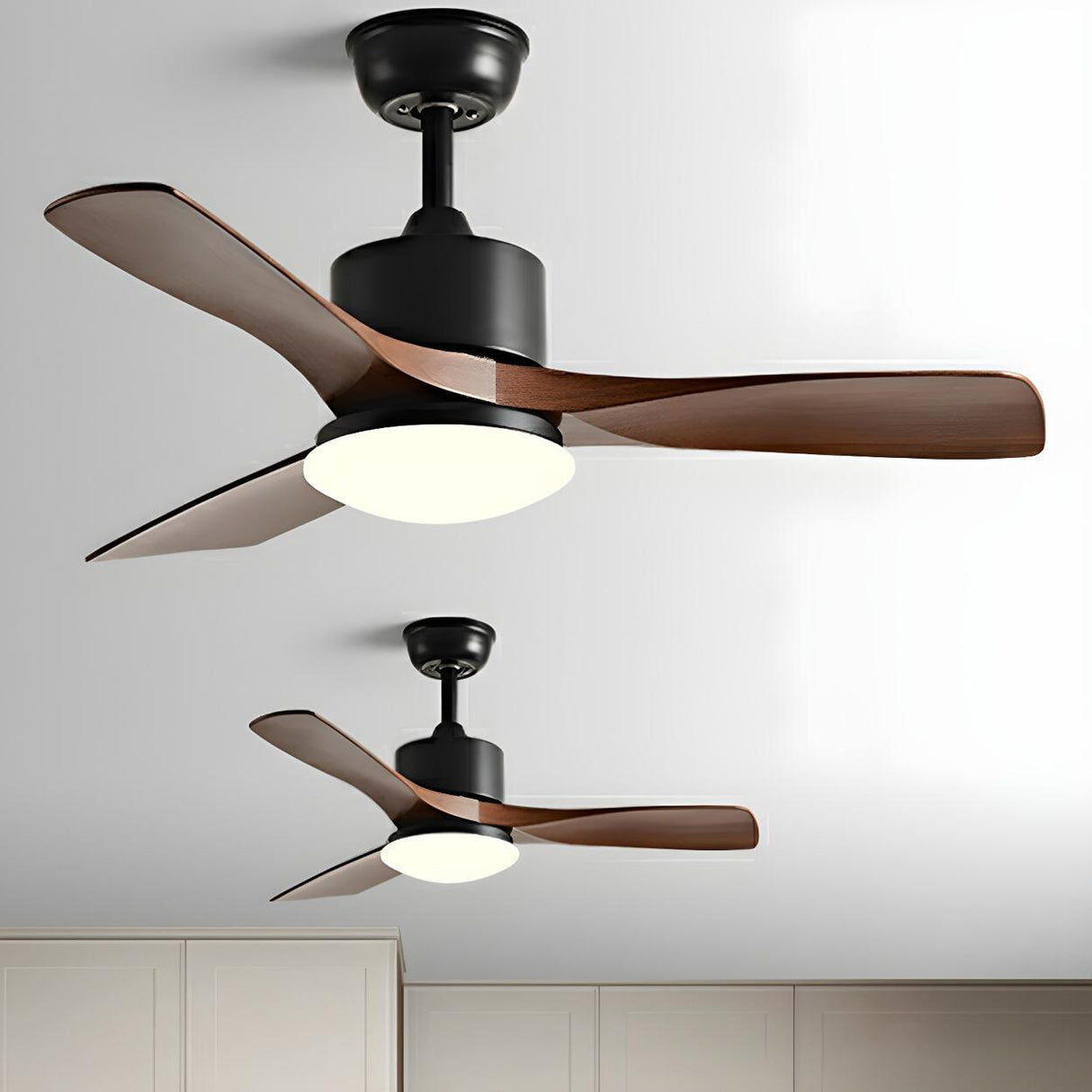 Adjustable 3 Wood Blades Ceiling Fan with LED Light Image - 6