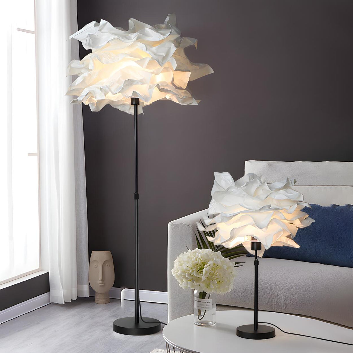 Adjustable Abstract White Cloud-Shaped Floor Lamp Image - 1