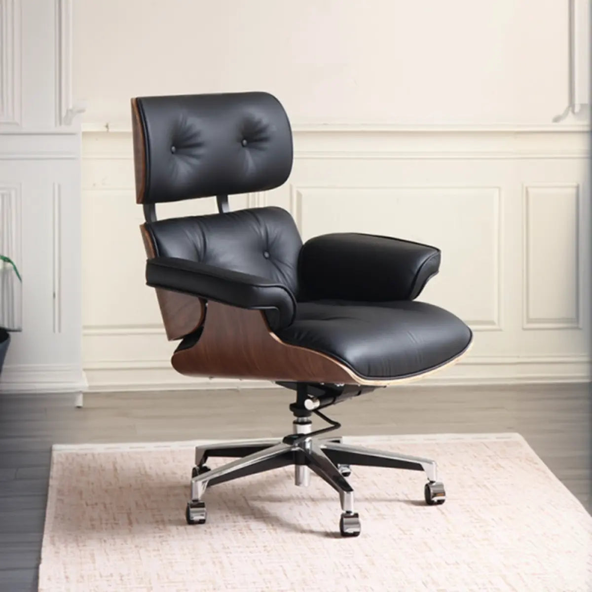 Adjustable Aluminum Frame Leather Office Chair with Headrest Image - 1