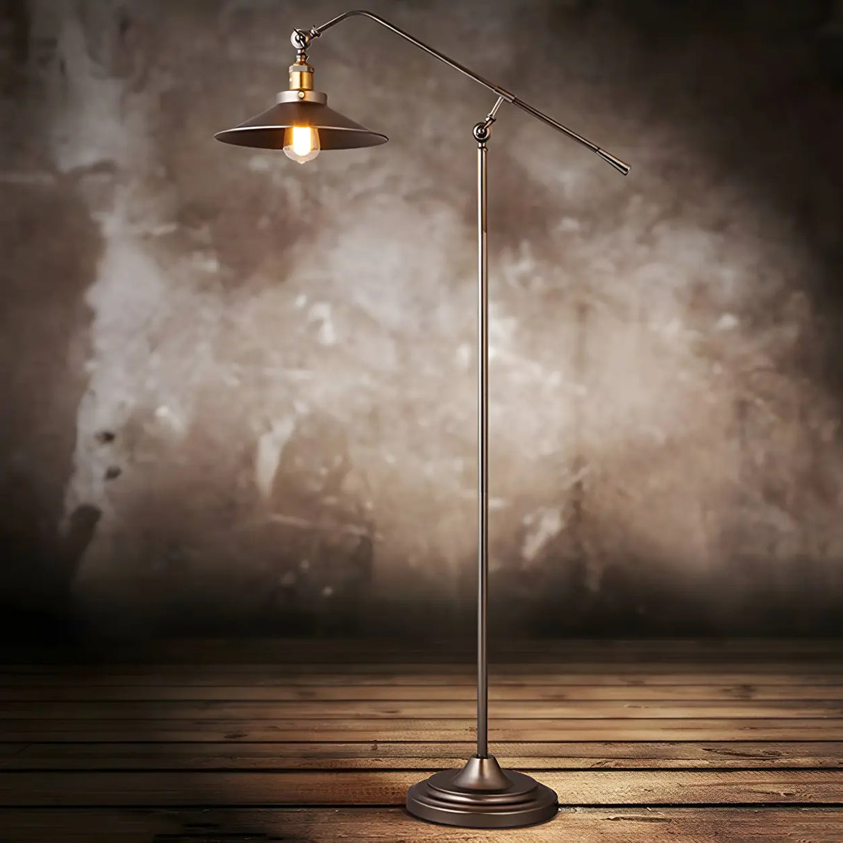 Adjustable Antique Bronze Flared Metal LED Floor Lamp Image - 2