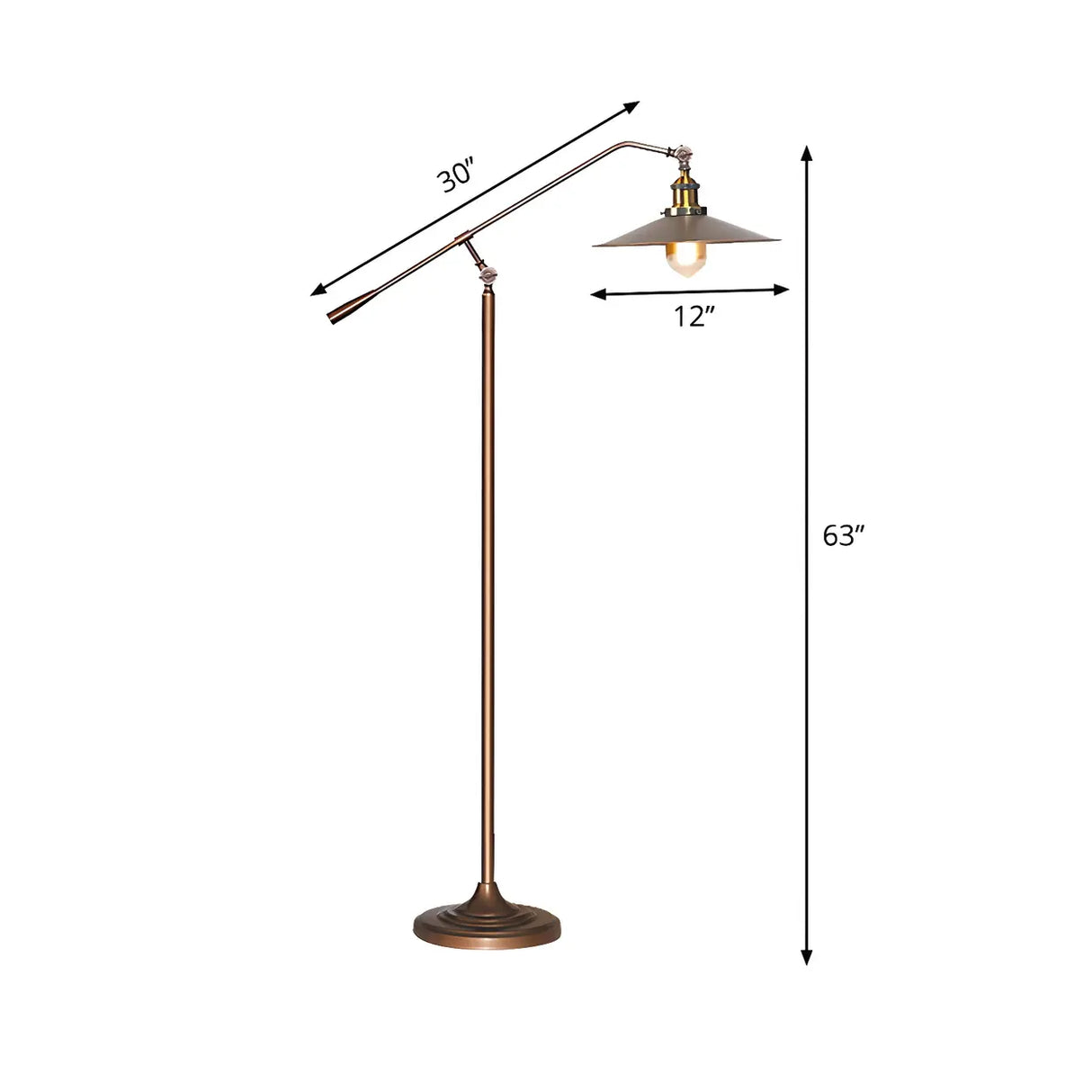 Adjustable Antique Bronze Flared Metal LED Floor Lamp 