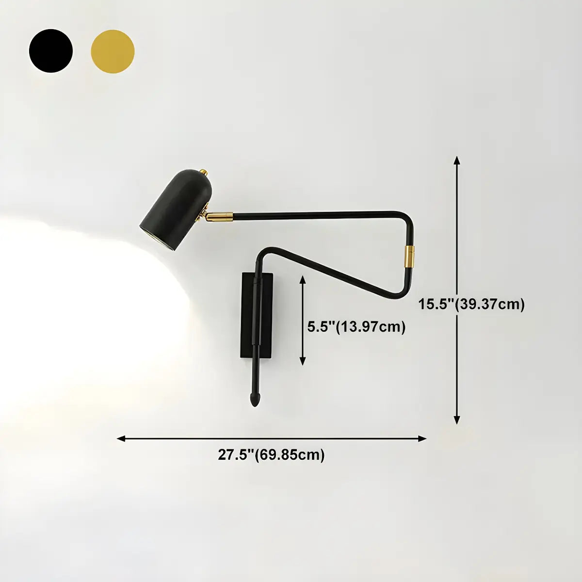 Adjustable Arm Iron Dome Bedroom Reading Wall Lamp 