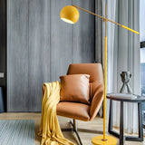 Adjustable Arm Modern Yellow Globe Metal Floor Lamp Image - 12