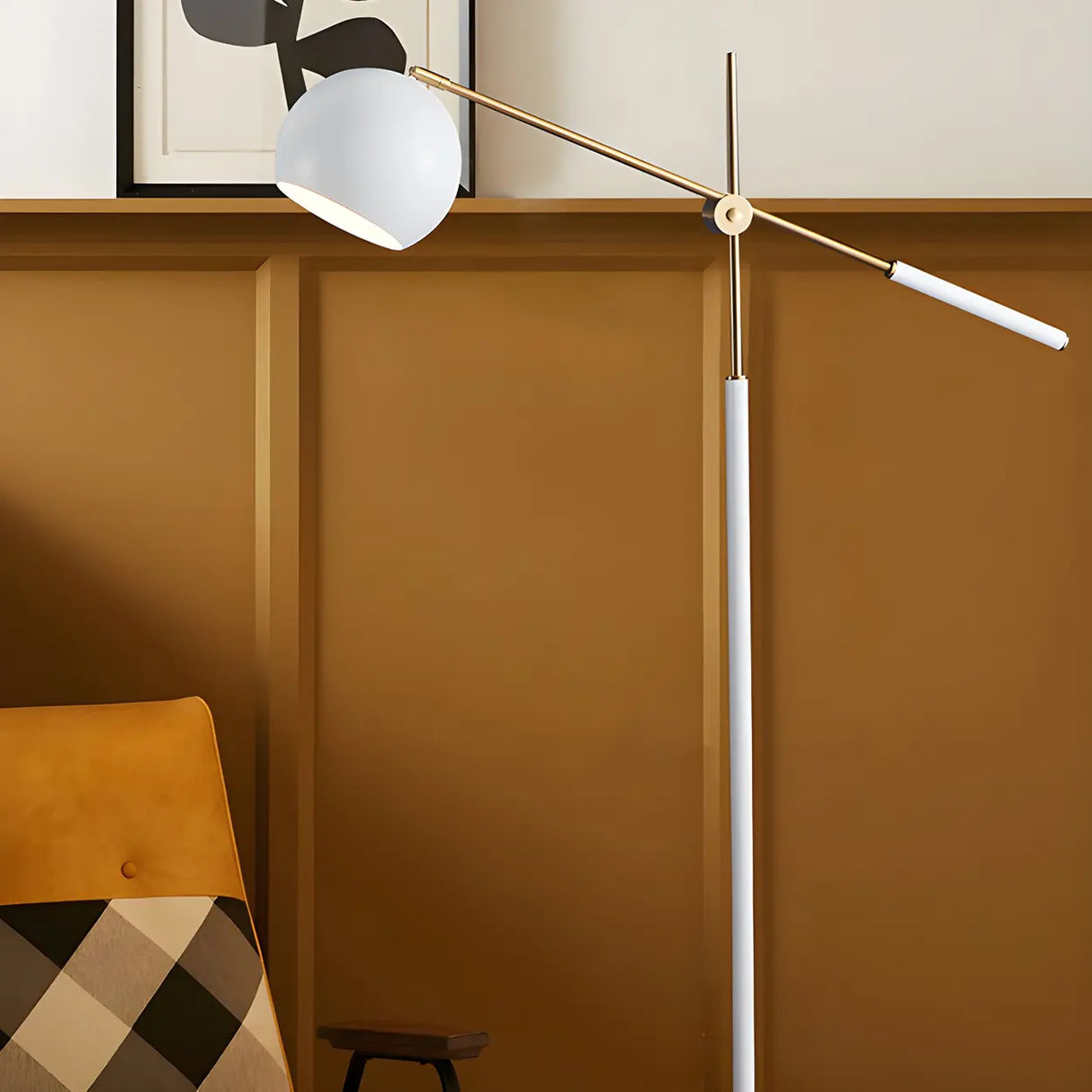 Adjustable Arm Modern Yellow Globe Metal Floor Lamp Image - 14