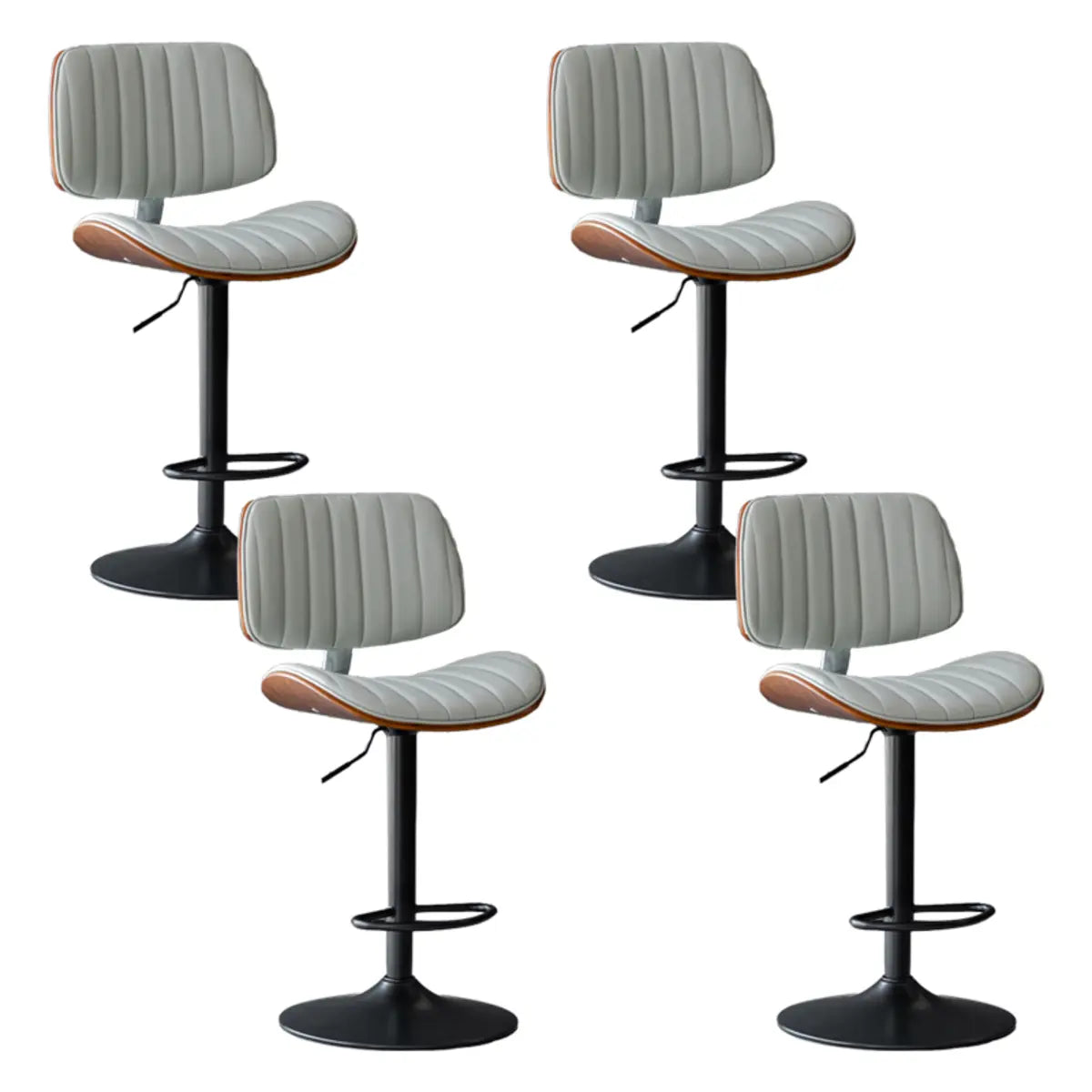 Adjustable Armless Bucket Leather Swivel Bar Stool Image - 12