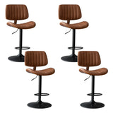 Adjustable Armless Bucket Leather Swivel Bar Stool Image - 18