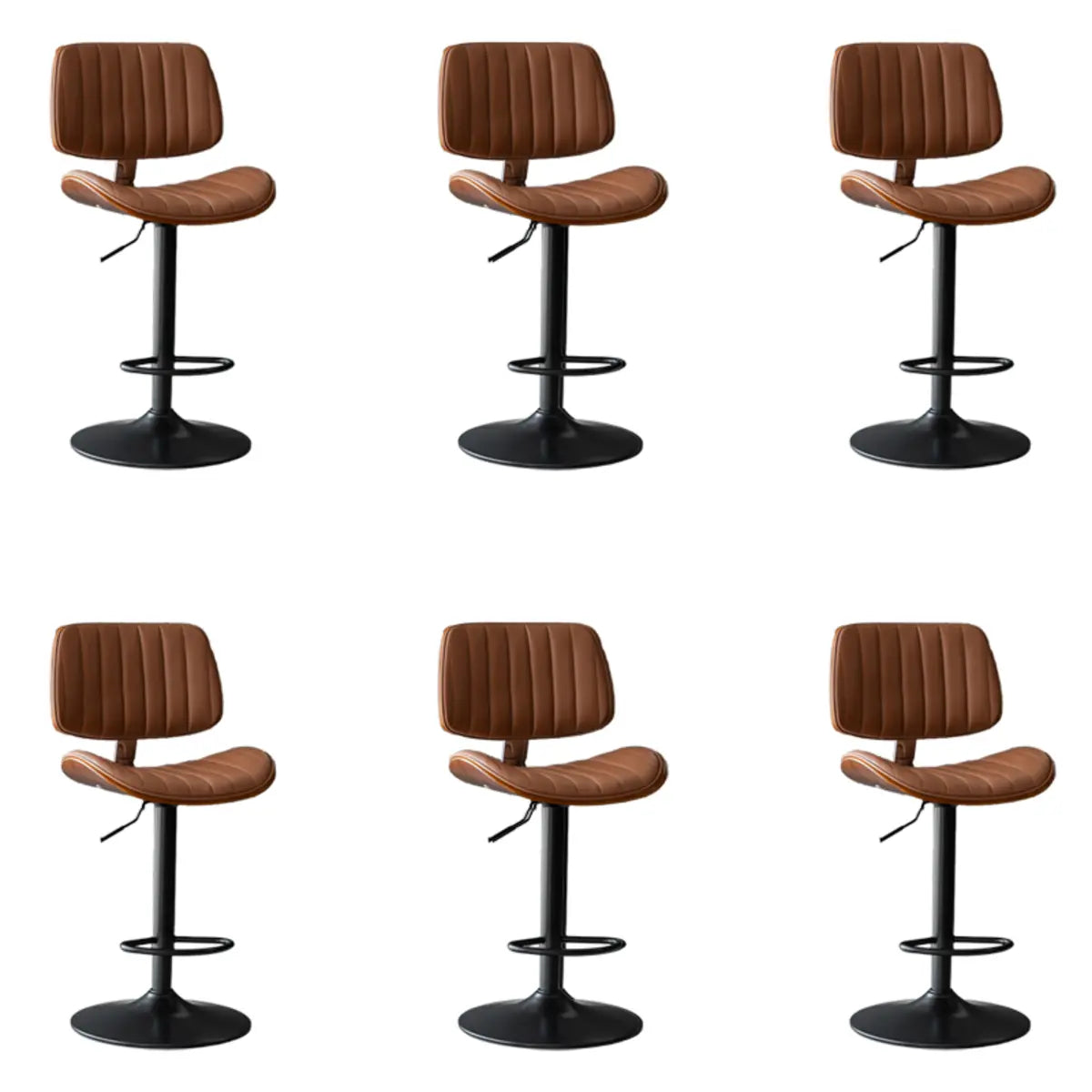 Adjustable Armless Bucket Leather Swivel Bar Stool Image - 19