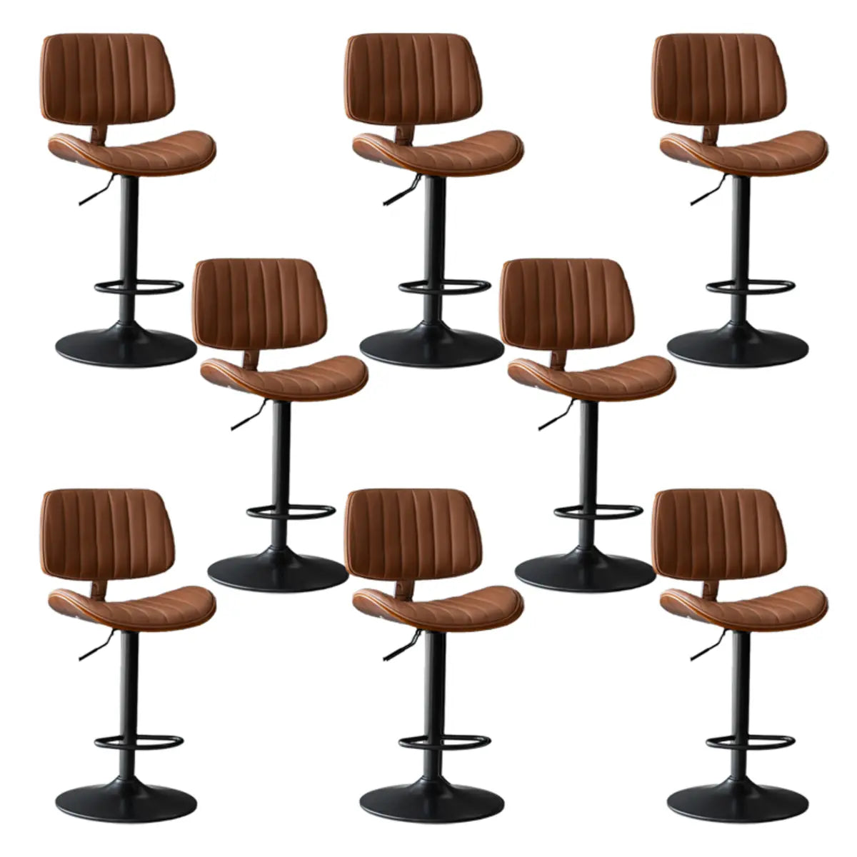 Adjustable Armless Bucket Leather Swivel Bar Stool Image - 20